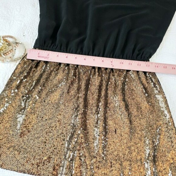Express Women's Mini Dress Size XS Black Gold Sequins Cocktail Party Evening - Picture 9 of 14